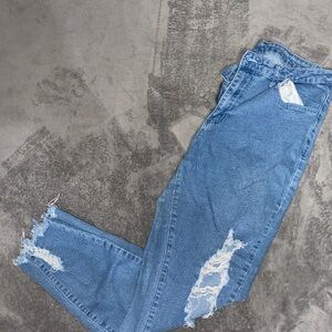 Distressed Blue Jeans